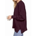 thumbnail image 2 of Women'S Oversized Batwing Sweaters 2025 Fall Outfits Trendy Crewneck Knit Side Slit Fashion Pullover Tops Wine Red M, 2 of 7