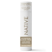 Native Whole Body Deodorant Spray For Men, 72 Hour Aluminum Free Deodorant Spray, Sandalwood & Shea Butter, 3.5 fl oz