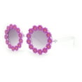 thumbnail image 2 of Girls Kids Size Daisy Jewel Trim Plastic Round Circle Lens Sunglasses Purple - Smoke, 2 of 4