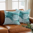 thumbnail image 3 of Turquoise Marble Throw Pillow Cover Abstract Modern Cotton Linen Cushion Cover Throw Pillow Case with Invisible Zipper for Couch Sofa Bed Chair Car 18x18 Inch, 3 of 14