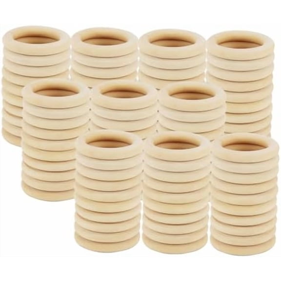 100 PCS 2 Inch Wood Rings, 50 x 8mm Unfinished Wood Circles Rings Wooden Macrame for Crafts, Jewelry Making$$Art & Craft