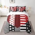 thumbnail image 2 of jejeloiu Cute Loves Pattern 7-Piece Bedding Comforter Set,Modern Geometric Plaid King Bedding Sets,Red White Black Bed Sheets For Men Women,Ultra Soft Home Decor Reversible, 2 of 8