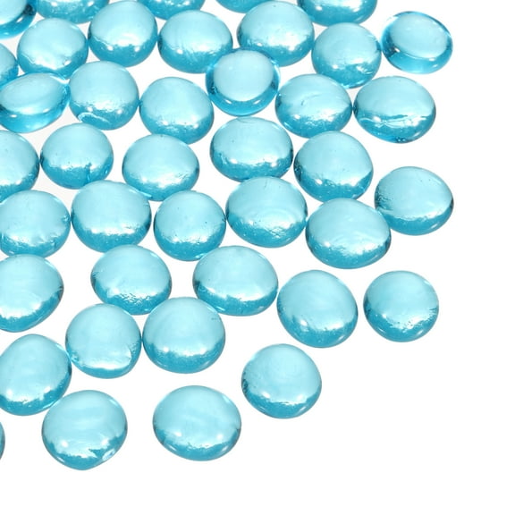 Glass Beads,20pcs Flat Glass Gemstone Sea Blue 0.22lbs (0.47-0.55") Glass Marbles Pebbles for Vase Fillers Aquarium Decor DIY Craft