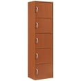 thumbnail image 1 of Hodedah 5 Shelf 5 Door Multi-Purpose Wooden Bookcase in Cherry Finish, 1 of 5