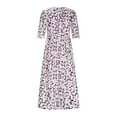 thumbnail image 3 of Robe à Manches Longues Femme Mode Manches Trois Quarts Col Rond Poche Imprimée Robe Longue pour Dames Robe d'Été à Manches Longues Robe d'Été Ample pour Femmes Robe Longue d'Été pour Femmes, 3 of 6