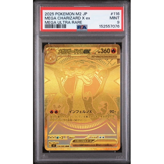 Collectible 2025 Pokemon Inferno X Japanese Mega Ultra Rare Mega Charizard X Ex #116 PSA 9