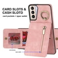 thumbnail image 4 of Feishell for Samsung S21, Case Wallet with Card Holder Functional Two Way Kickstand Durable Zipper Pocket RFID Blocking Leather Slim Protective Leather for Samsung Galaxy S21, Pink, 4 of 10