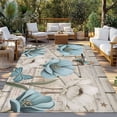 thumbnail image 2 of Teal Blue Tulips Outdoor Rug for Patio/Deck/Porch, Non-Slip Large Area Rug 5 x 8 Ft, Spring Floral Barn Doors Vintage Wood Beige Indoor Outdoor Rugs Washable Area Rugs, Camping Rug Carpet Runner, 2 of 8