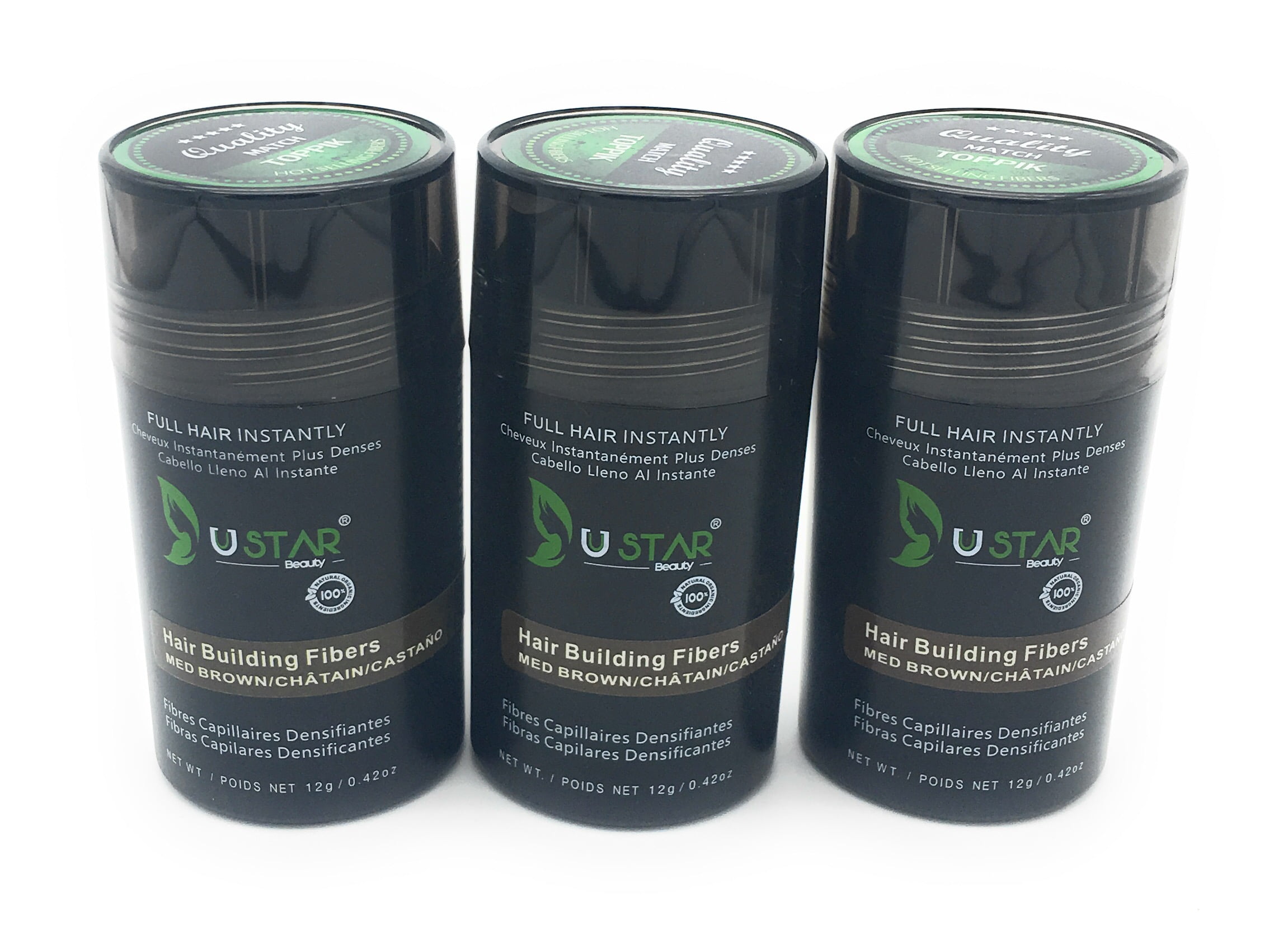 USTAR Hair Building Fibers Medium Brown .42oz 3 pack deals