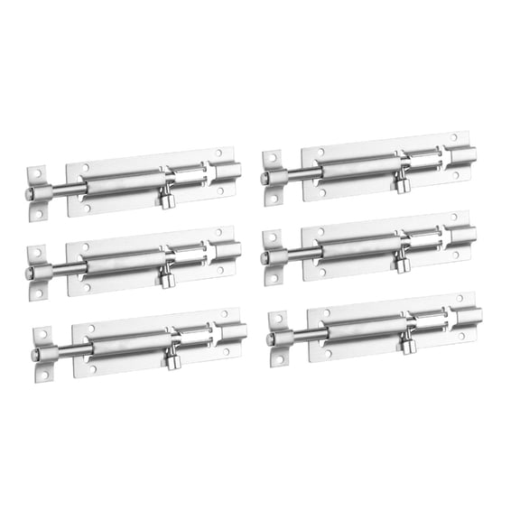 6Pcs Slide Bolt Latches Thickened Stainless Steel Slide Lock Toilet Door Lock for Fence/Wood/Barn Door Easy to Install