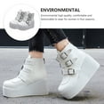 thumbnail image 2 of HAMPPLIES 1 Pair Thick Heel Boots Round Toe Ankle Boots For Women White Pu Rubber Daily Wear Retro Casual, 2 of 8
