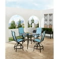 thumbnail image 6 of Hanover Traditions 5-Piece Outdoor High Dining Patio Set, 4 Counter-Height Padded Sling Swivel Chairs and 42" Square Cast Aluminum Table, Brushed Bronze Finish, Rust-Resistant, All-Weather, 6 of 8