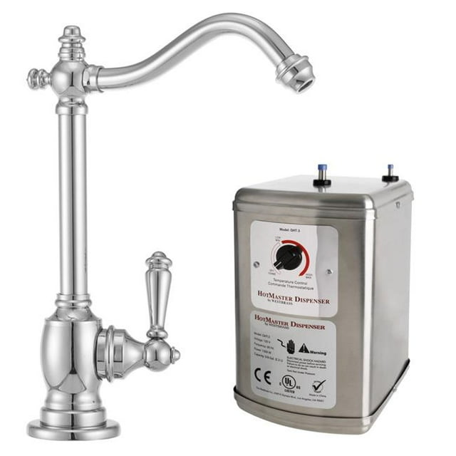 Westbrass D204HFP-26 Robinet de Distributeur d'Eau Chaude Victorien 1 Poignée avec Réservoir Chaud Instantané en Chrome Poli