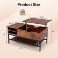 thumbnail image 3 of Gymax Table Basse Relevable avec Compartiment Caché et Tablette de Rangement Amovible Cadre en Métal, 3 of 9