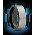 thumbnail image 2 of Metal Masters Mens Tungsten Carbide Wedding Band Flat Top Brushed Two-Tone Black Ring 8mm 7.5, 2 of 7