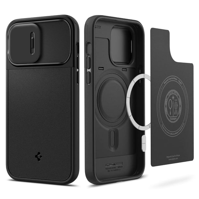 Funda para teléfono Spigen Optik Armor MagFit iPhone 14 Pro Max negra