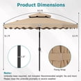 thumbnail image 3 of Gymax 9 FT Patio Umbrella w/Push Button Tilt & Crank 2-Tier Vented Top 8 Metal Ribs Brown, 3 of 10