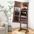 thumbnail image 3 of Giantex Full Length Dressing Mirror Jewelry Cabinet, Large Capacity Freestanding Lockable Jewelry Armoire, Walnut, 3 of 9