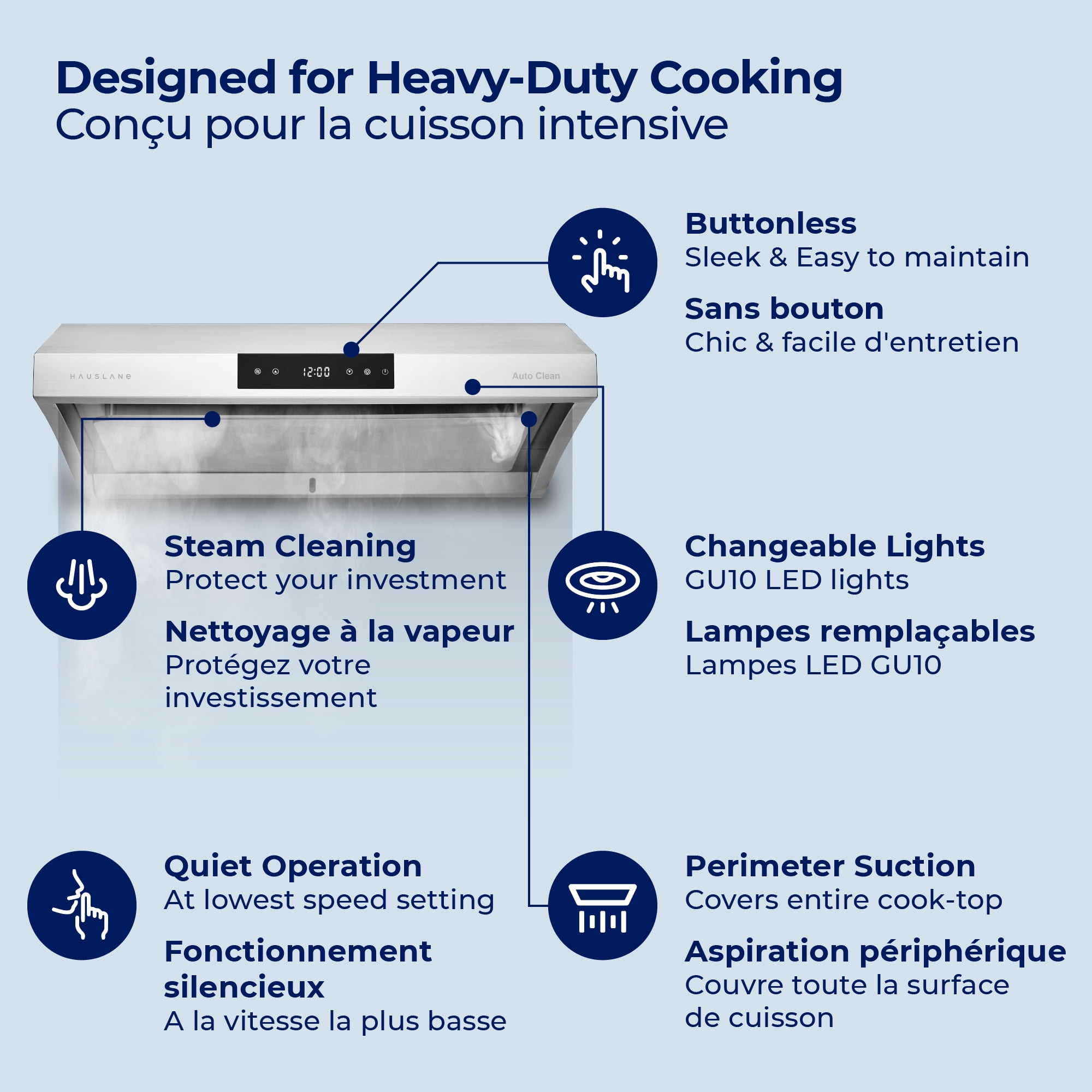 Hauslane UC-PS38 30-in Ducted White Undercabinet Range Hood with Steam Clean
