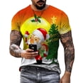 thumbnail image 1 of Camiseta con estampado de Papá Noel para hombre, camisetas rojas de manga corta con estampado de alces, ropa informal holgada con cuello redondo, 6XL, 1 of 4