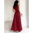 thumbnail image 3 of Burgundy Womens Sleeveless A-Line Maxi Dress, Fitted Waist, Elegant Formal Gown For Events, 3 of 6