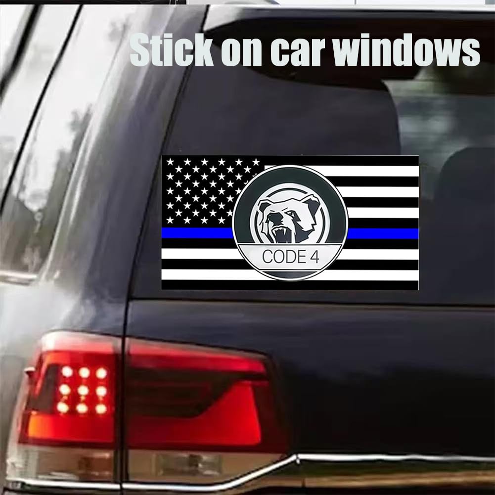 2 Adesivi Sottili "Thin Blue Line" Con Bandiera USA - PVC Impermeabile Per Auto E Finestre, Sostieni La Polizia