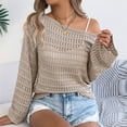 thumbnail image 6 of Riecok Womens Cover Up Long Sleeve Crewneck Hollow out Lightweight Swimsuit Cover Ups Summer Vacation Tops, 6 of 8