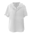 thumbnail image 3 of CUSTG Casual Shirts For Women Summer Solid Color Fashion Ruffled Collar Blouse Shirt Tops Tunic Tee For Everyday Wear Lightweight Comfortable Classic Dailywear, 3 of 3