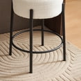 thumbnail image 3 of 24" Round Bar Stools Set of 2,Counter Height Stools with Teddy Fabric Upholstered,Backless Kitchen Island Stools,Backless Dining Seat with Metal Base, Beige, 3 of 7