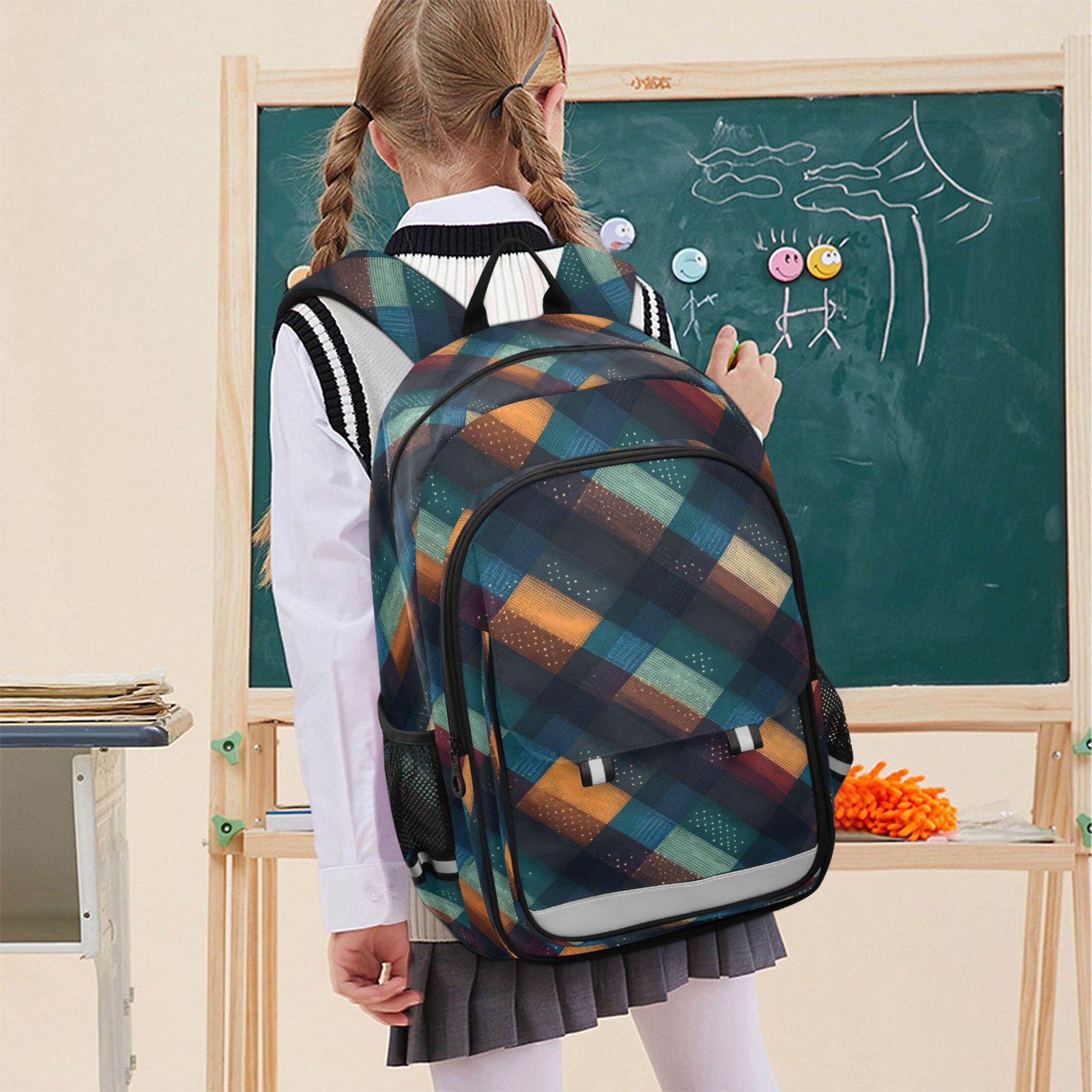 ALAZA Retro Checkered School Laptop Backpack Travel Bag Casual Student Bookbag Rucksack