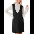 thumbnail image 2 of Vestido Corto de Punto Liso Sin Mangas con Cuello en V y Bolsillos para Mujer Negro S, 2 of 10