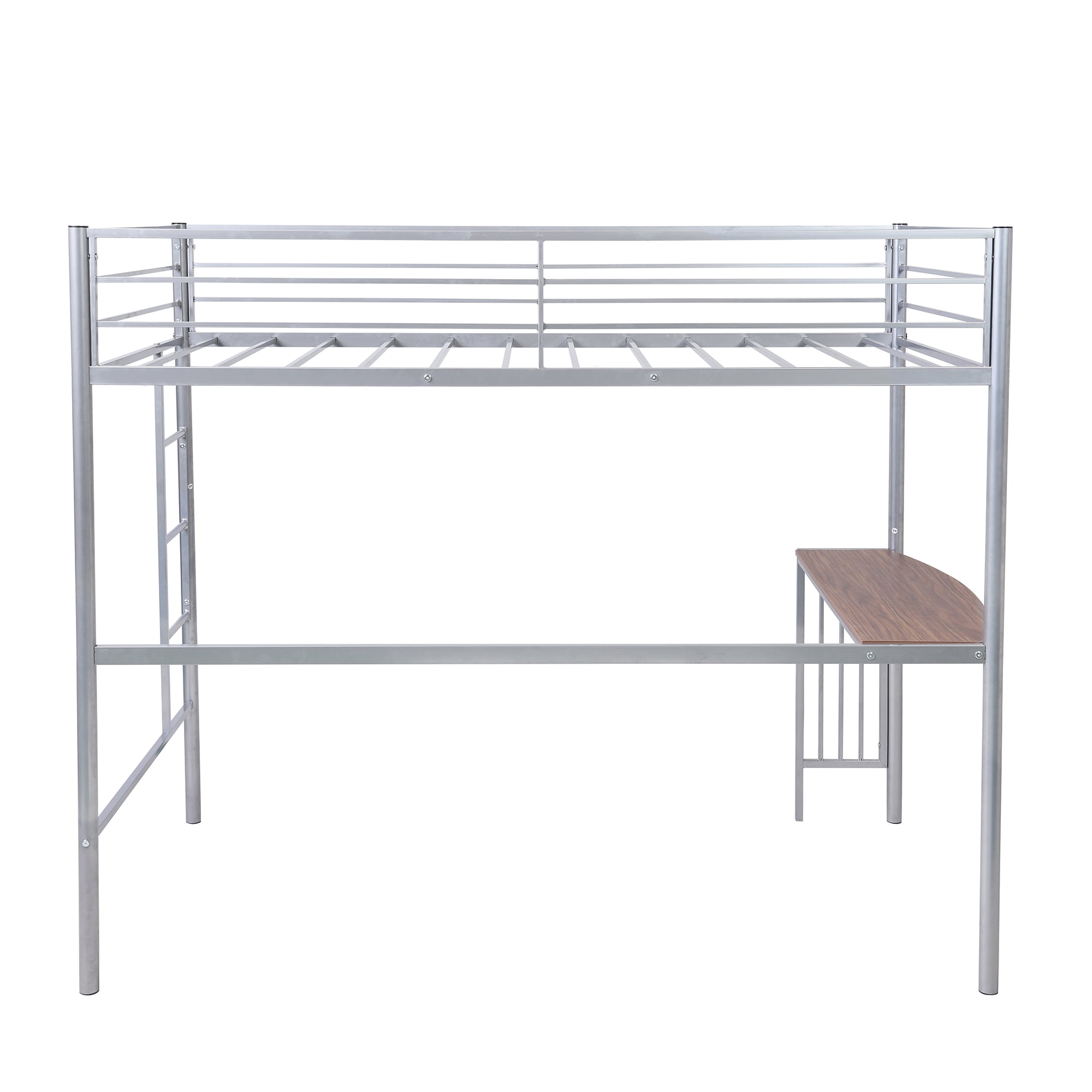 Kepooman Twin Over Full Metal Bunk Bed with Desk & Ladder for Bedroom Dorm, 78"L x 41"W x 65"H, Silver Kepooman Twin Over Full Metal Bunk Bed with Desk & Ladder for Bedroom Dorm, 78"L x 41"W x 65"H, Silver