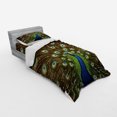 thumbnail image 3 of Ambesonne Colorful Bedding Set 4 Pcs, Peacock with Feathers, Queen, Navy Blue Green Brown, 3 of 3