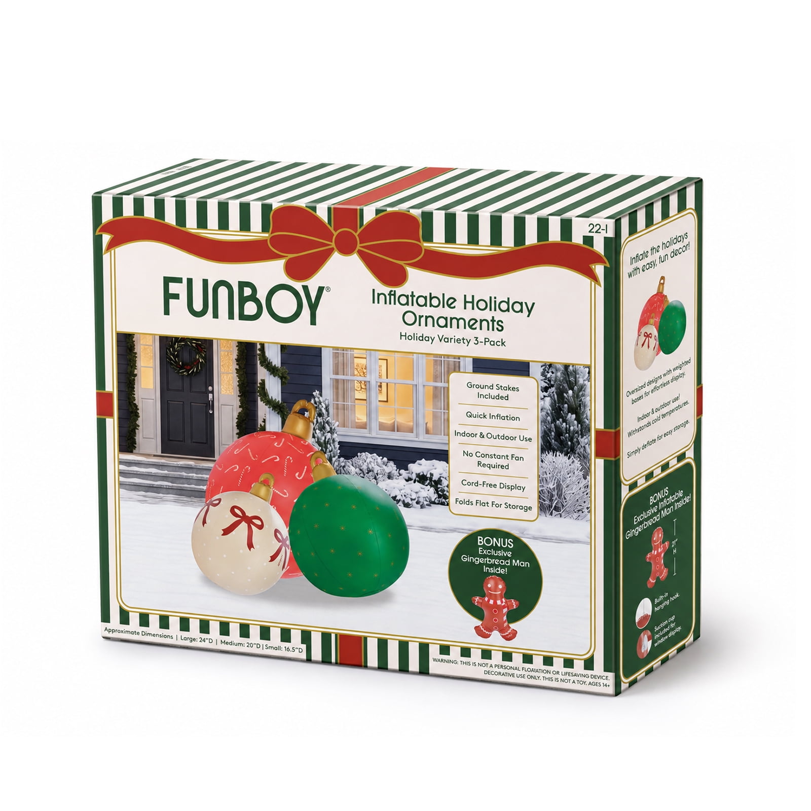 FUNBOY Inflatable Holiday Ornaments – 3-Pack