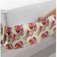 thumbnail image 2 of Spring Bed Skirt, Botanical Elements Like Fruits and Various Flowers Bouquet Along Bicycle Pattern, Elastic Bedskirt Dust Ruffle Wrap Around for Bedding Decor, 4 Sizes, Multicolor, by Ambesonne, 2 of 2