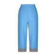 thumbnail image 4 of POIUYTR Women's Summer Cotton Capri Pants Casual Flat Button Zipper Cropped Patns Work Straight Leg Trousers, 4 of 6