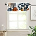 thumbnail image 3 of Abstract Leaves Valance, Boho Mid Century Blue Orange Modern Minimalist Art Print Blackout Short Curtain for Living Room Kitchen Bedroom, 54x18in, 3 of 5