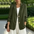 thumbnail image 2 of FAWUUDO Women's Blazer Jacket Casual Long Sleeve Work Office Suit Coat Lightweight Open Front Single Breasted Notch Lapel Jacket for Office,Work,Daily Wear Olive Green, 2 of 5