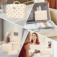 thumbnail image 5 of Soda Candy Makeup Bag Large Quilted Cosmetic Bag Floral Make up Bag for Women Cute Cotton Makeup Bag Set Travel Toiletry Organizer Bag, Strawberries, 5 of 7
