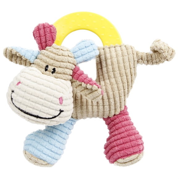 Pet Life 'Moo-cifier' Juguete para cachorro recién nacido con chirrido de felpa y dentición de goma - Talla única / Marrón Pet Life DT58BR