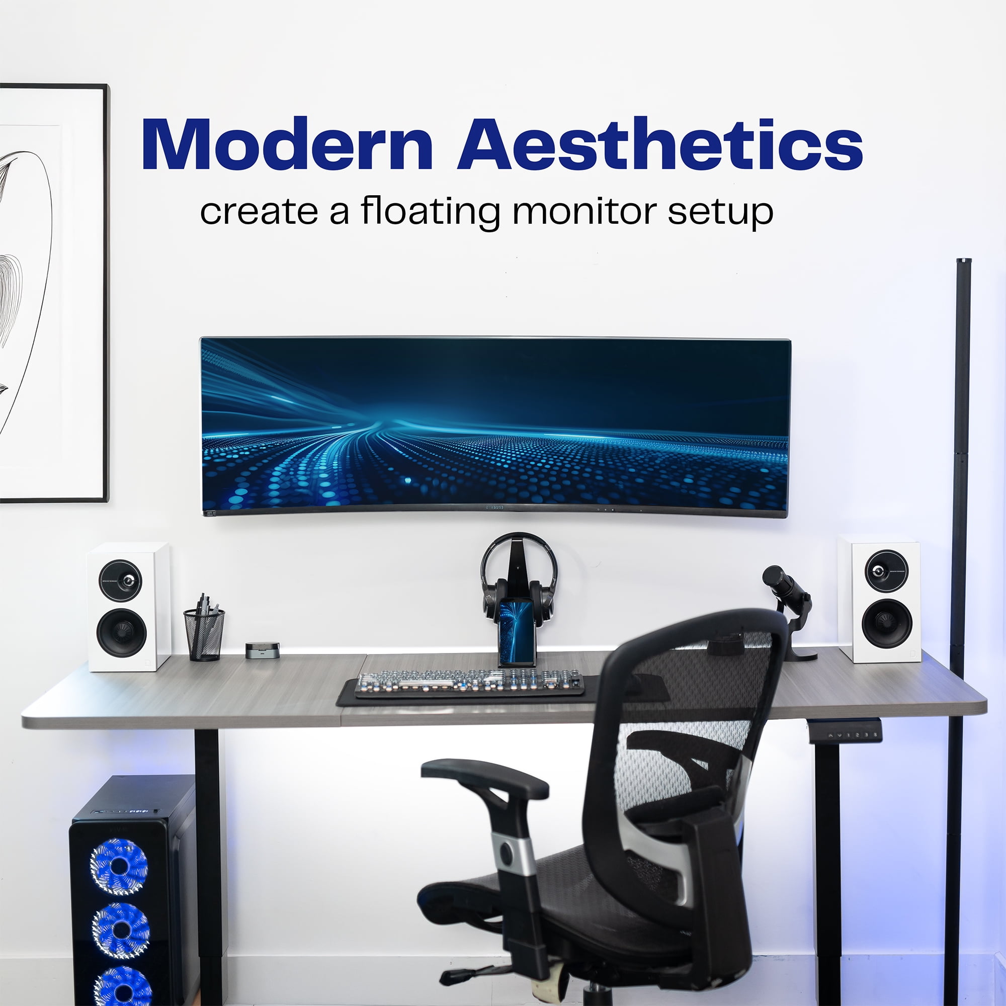 VIVO White Full Motion 13" to 49" Ultrawide Monitor Wall Mount