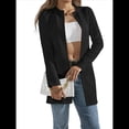 thumbnail image 3 of Chaqueta Elegante de Mujer con Abertura Frontal, Cuello Redondo, Larga, Informal, Elegante, para Exteriores. Negro XL, 3 of 8
