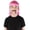 Light Pink, variant on HPO Adult Men's 80's Mullet Wig with Handlebar Mustache Set, Long Curly Zookeeper Style with Flame-Retardant Synthetic Fiber - Pink