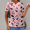 thumbnail image 3 of Cute Panda Hearts Pink Women's Short Sleeve Tops Casual Blouses T Shirt, 3 of 7