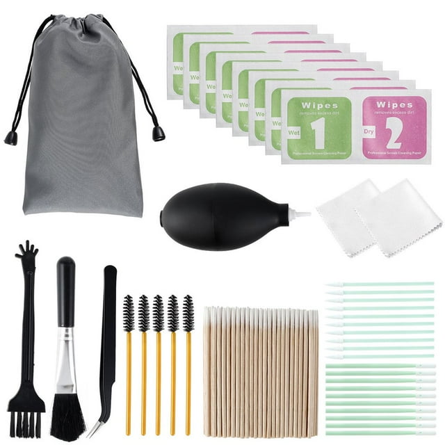 Phone Cleaning Kit Portable Phone Cleaning Tools with Brushes Clastic Tweezers Swab Wipes Spiral Brush Blower Electronic Devices Cleaning Kit for Watch Camera