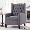thumbnail image 2 of 27" Wide Manual Wingback Recliner Chair, Vintage Accent Chair, Recliner Chair with Nailhead Trim and Birch Legs, Tufted Single Sofa Chair, for Home, Living Room, Office, Bedroom, Gray, 2 of 7