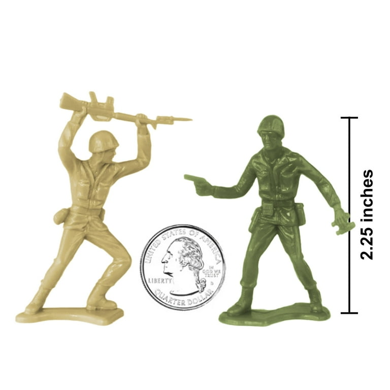 TimMee Plastic Army Men OD Green vs Tan 100pc Toy Soldier