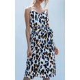 thumbnail image 4 of Robes pour Femmes - Sexy Col en V Bretelles Spaghetti Imprimé Floral Léopard Fendu Robe Tulipe Midi avec Ceinture, 4 of 7