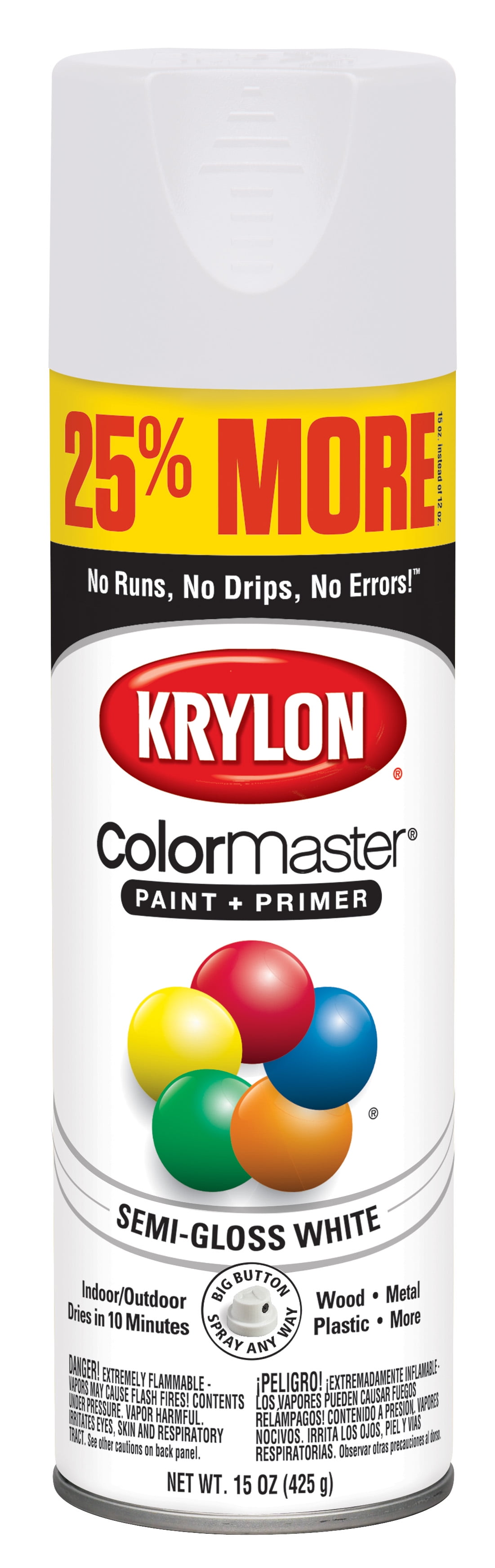 Krylon® ColorMaster Paint + Primer SemiGloss White, 15Oz