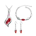thumbnail image 2 of Women Rhinestone Geometric Pendant Necklace Bracelet Hook Earrings Jewelry Set, 2 of 8